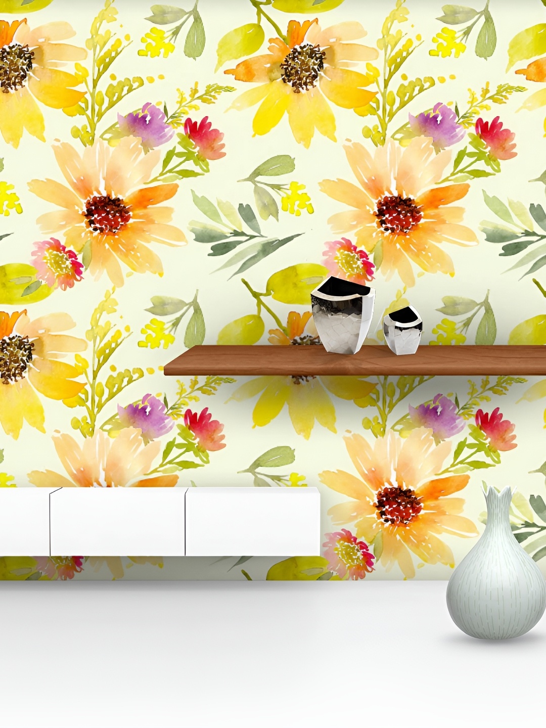 

ArtzFolio Yellow & Green Sunflowers Printed Self-Adhesive Peel & Stick Wall Sticker