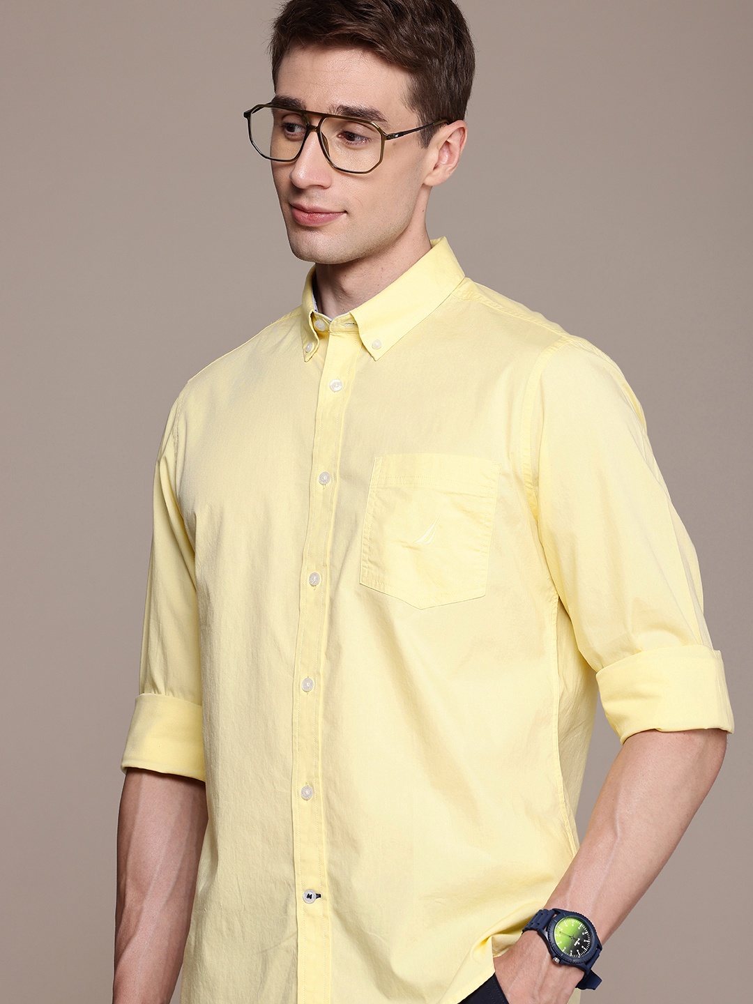 

Nautica Slim Fit Button-Down Collar Casual Shirt, Yellow