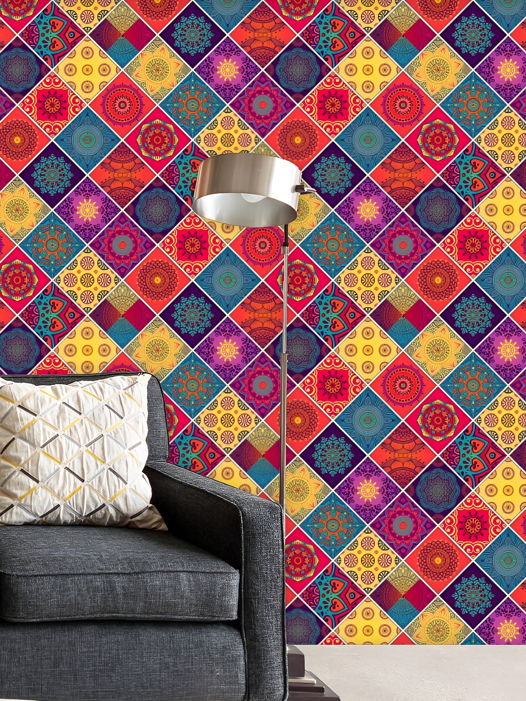

ArtzFolio Red & Blue Floral Printed Self-Adhesive Peel & Stick Wall Stickers