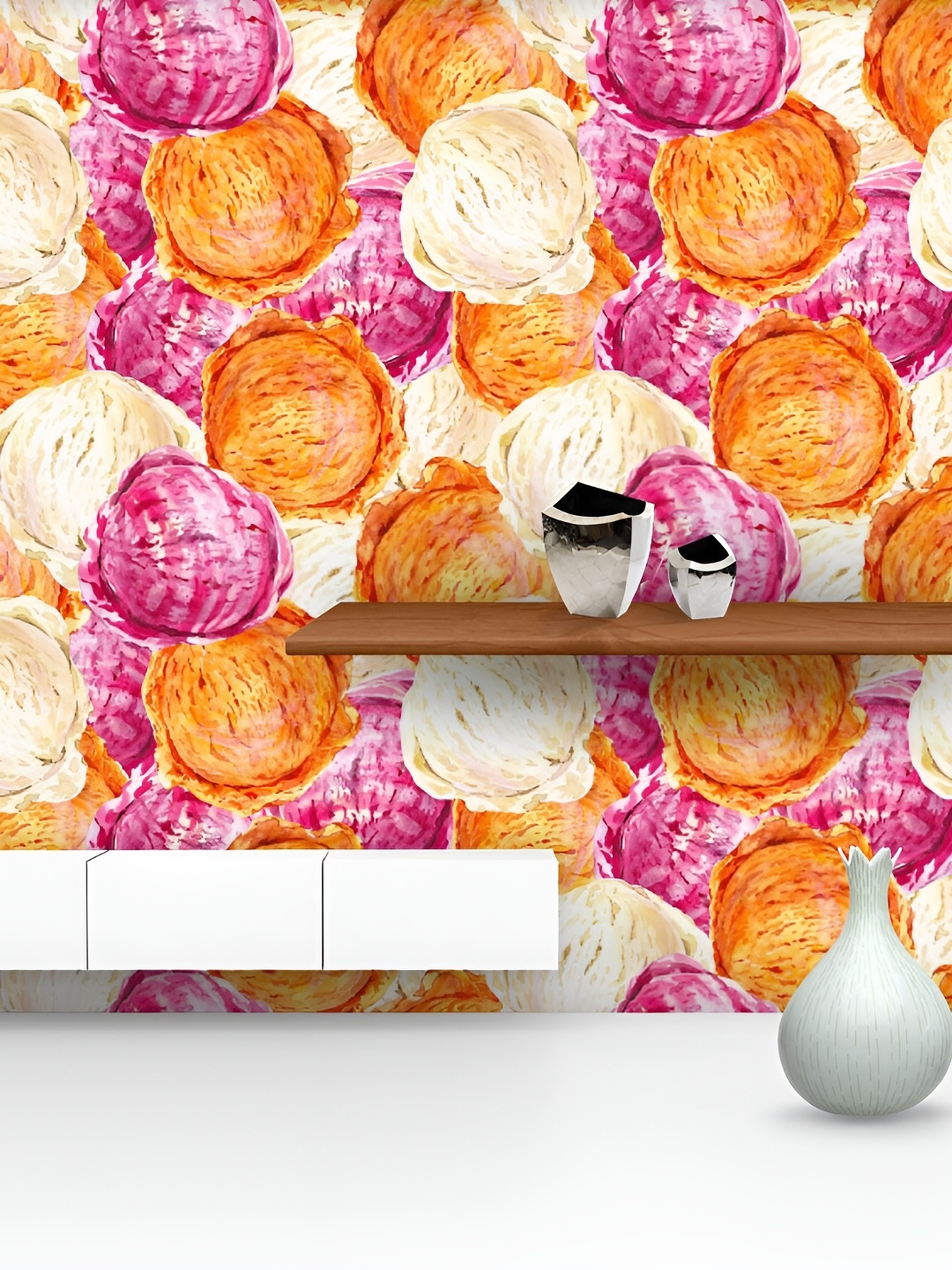 

ArtzFolio Pink & Orange Abstract Printed Water Resistant Peel & Stick Wallpaper