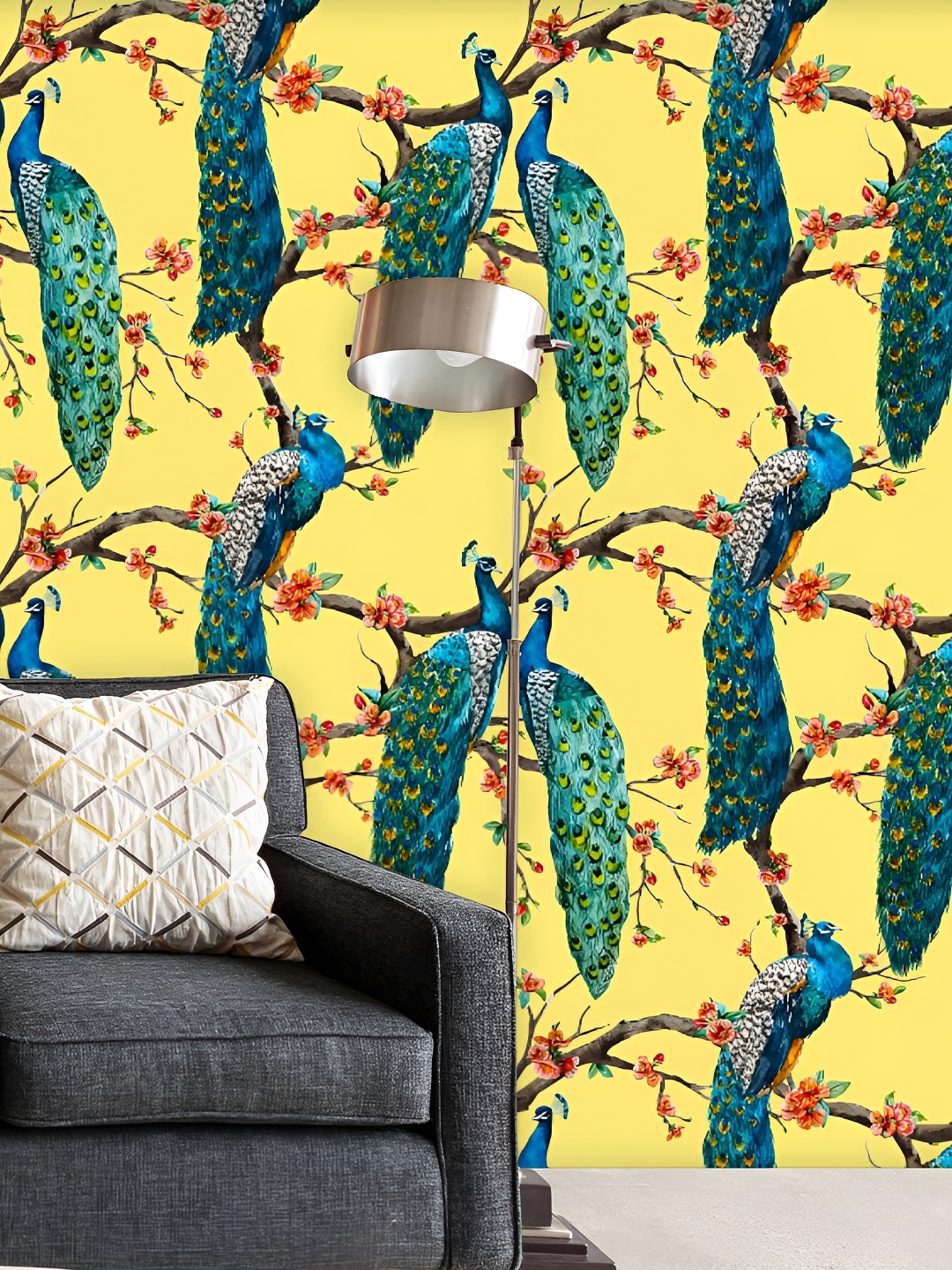 

ArtzFolio Yellow & Blue Printed Self Adhesive Peel & Stick Wallpaper