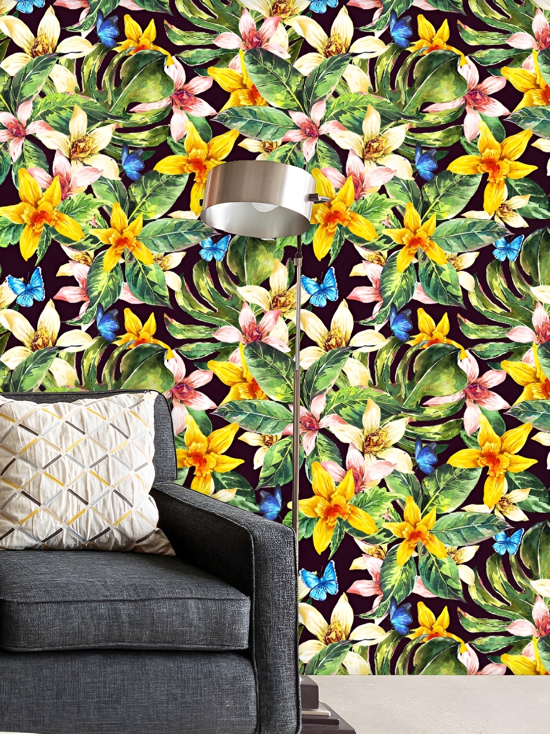 

ArtzFolio Green Floral Printed Non-PVC Self-Adhesive Peel & Stick Wallpaper