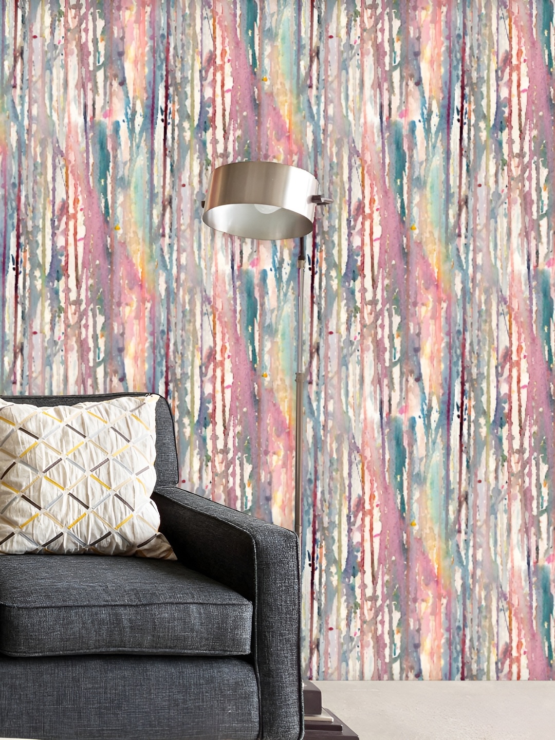 

ArtzFolio Grey & Pink Abstract Printed Self-Adhesive Peel & Stick Wallpaper