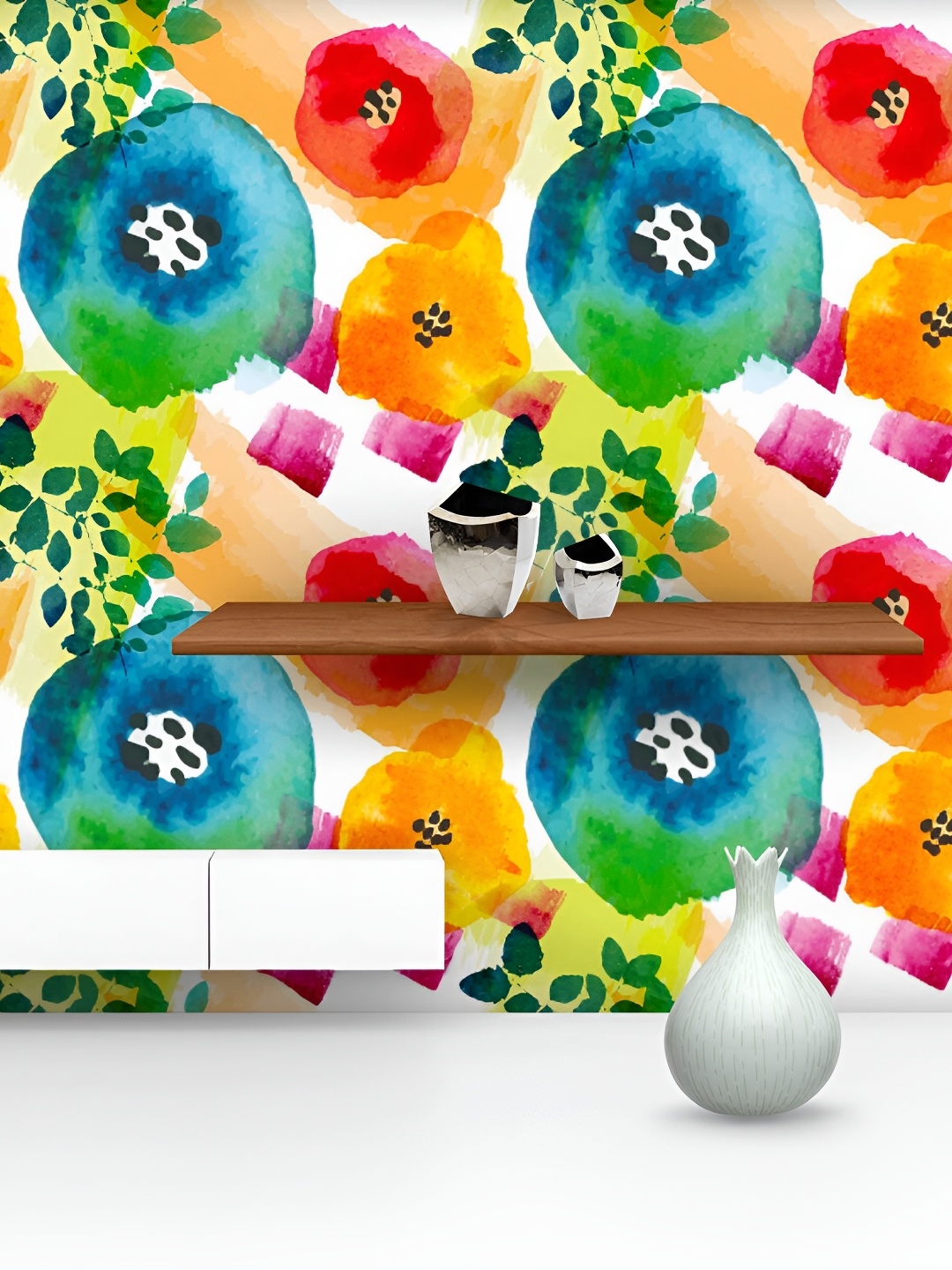

ArtzFolio White & Orange Printed Self-Adhesive Peel & Stick Wall Stickers