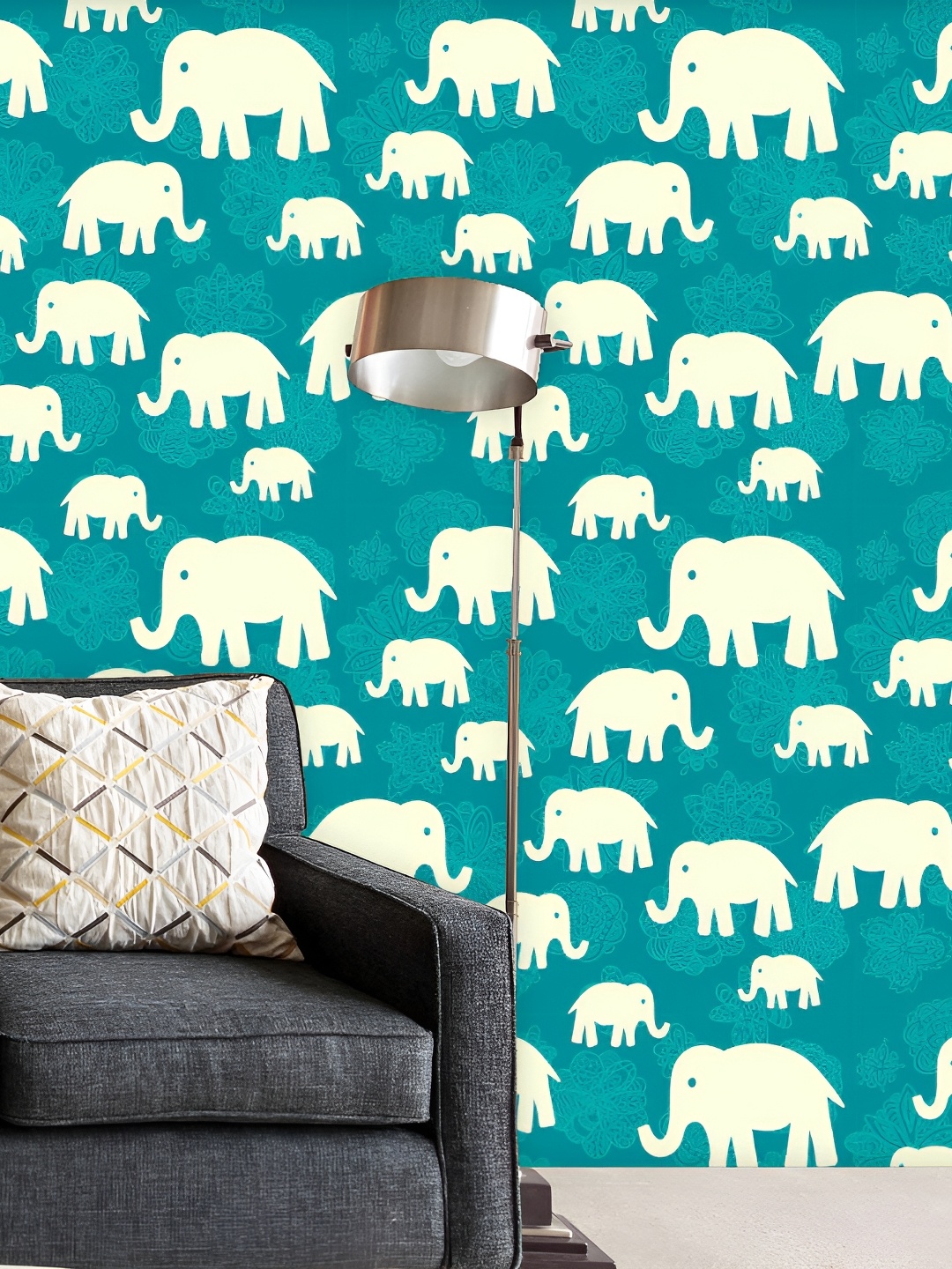 

ArtzFolio Sea Green & Beige Elephants Printed Self-Adhesive Peel & Stick Wall Stickers
