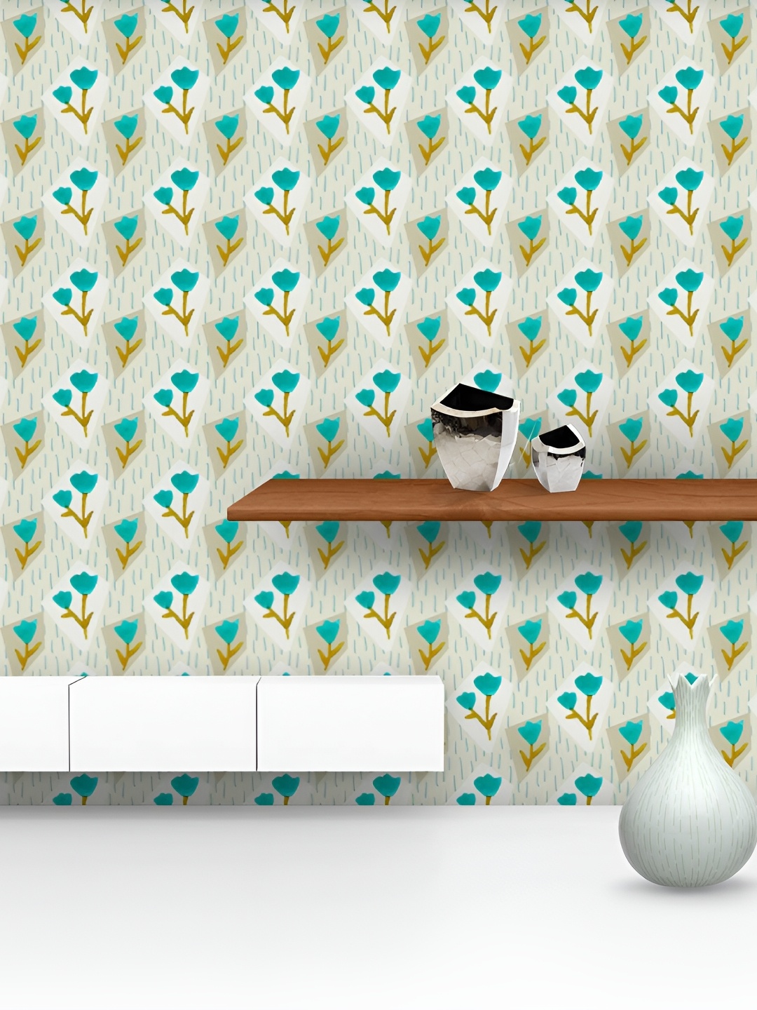 

ArtzFolio Beige & Blue Printed Self-Adhesive Water-Resistant Peel & Stick Wallpaper