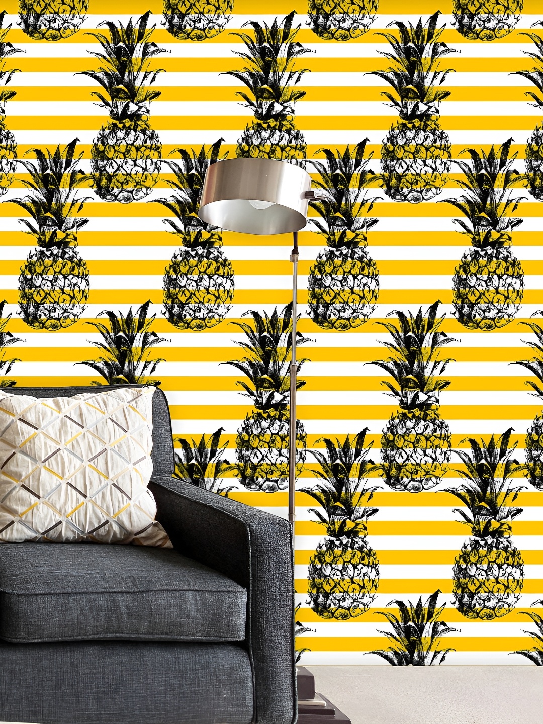 

ArtzFolio White & Yellow Pineapple Printed Self Adhesive Wall Decal