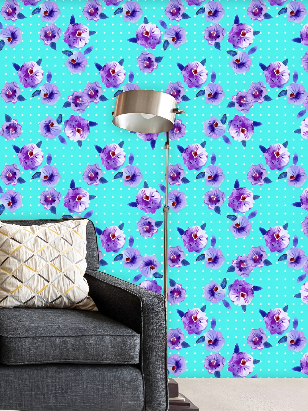 

ArtzFolio Blue & Purple Floral Printed Self-Adhesive Peel & Stick Wall Sticker