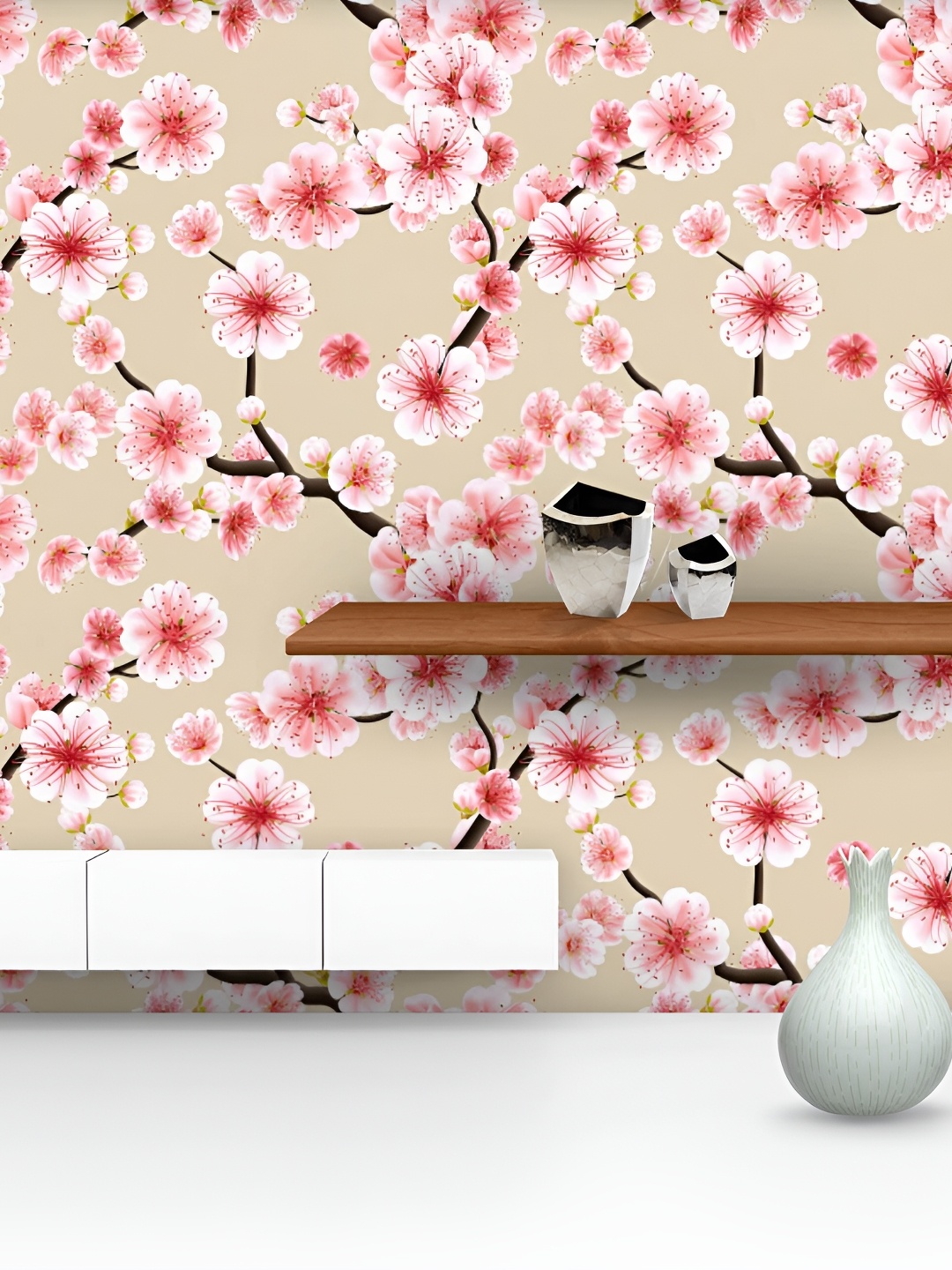 

ArtzFolio Beige & Red Floral Printed Self-Adhesive Water-Resistant Wallpaper Sticker