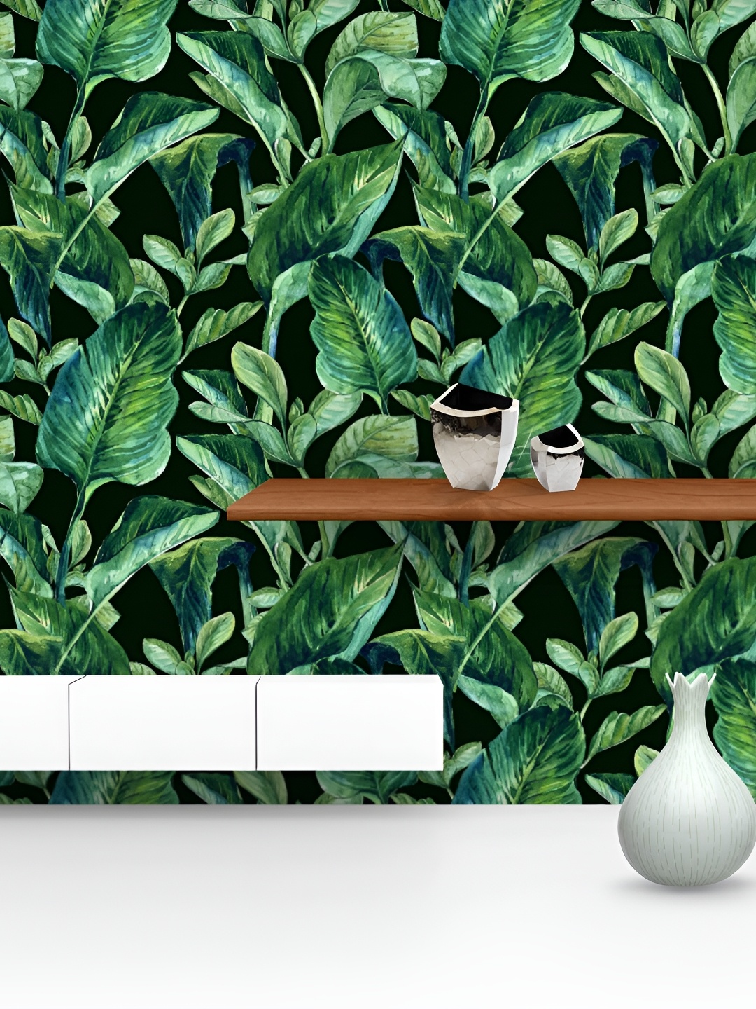 

ArtzFolio Black & Green Floral Self-Adhesive Peel & Stick Wallpaper