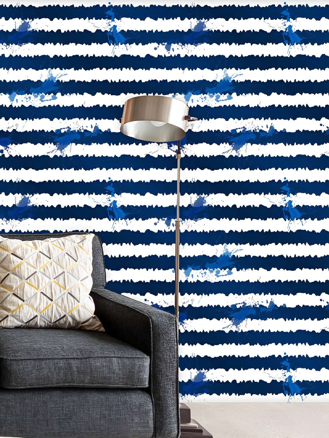 

ArtzFolio White & Navy Blue Self-Adhesive Peel & Stick Wallpaper