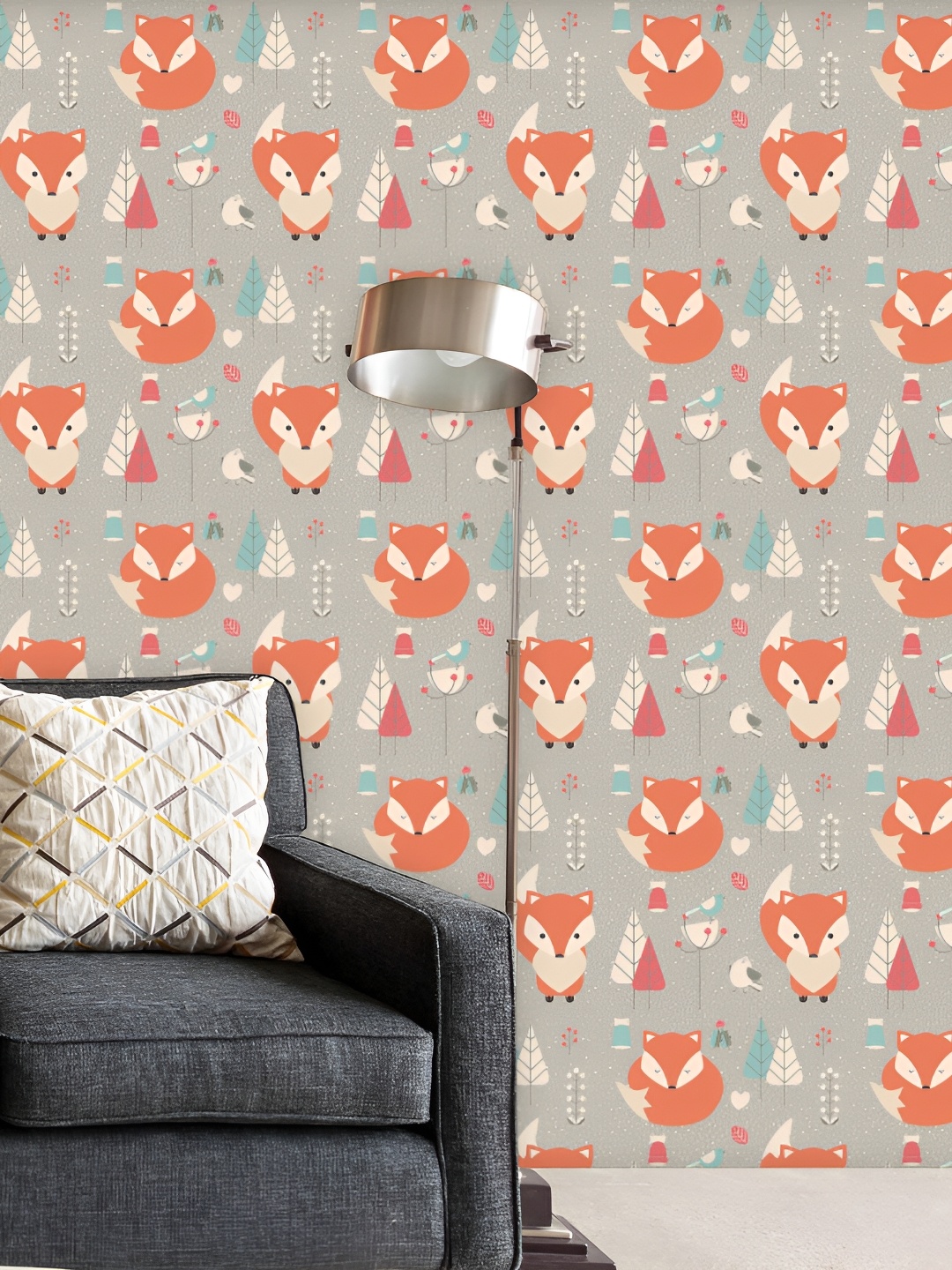 

ArtzFolio Grey & Orange Animal Printed Self Adhesive Wallpaper