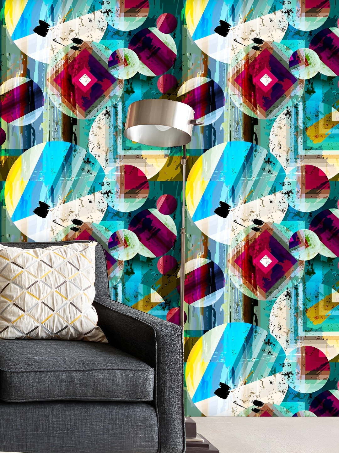 

ArtzFolio Blue & Red Abstract Printed Peel & Stick Wallpaper