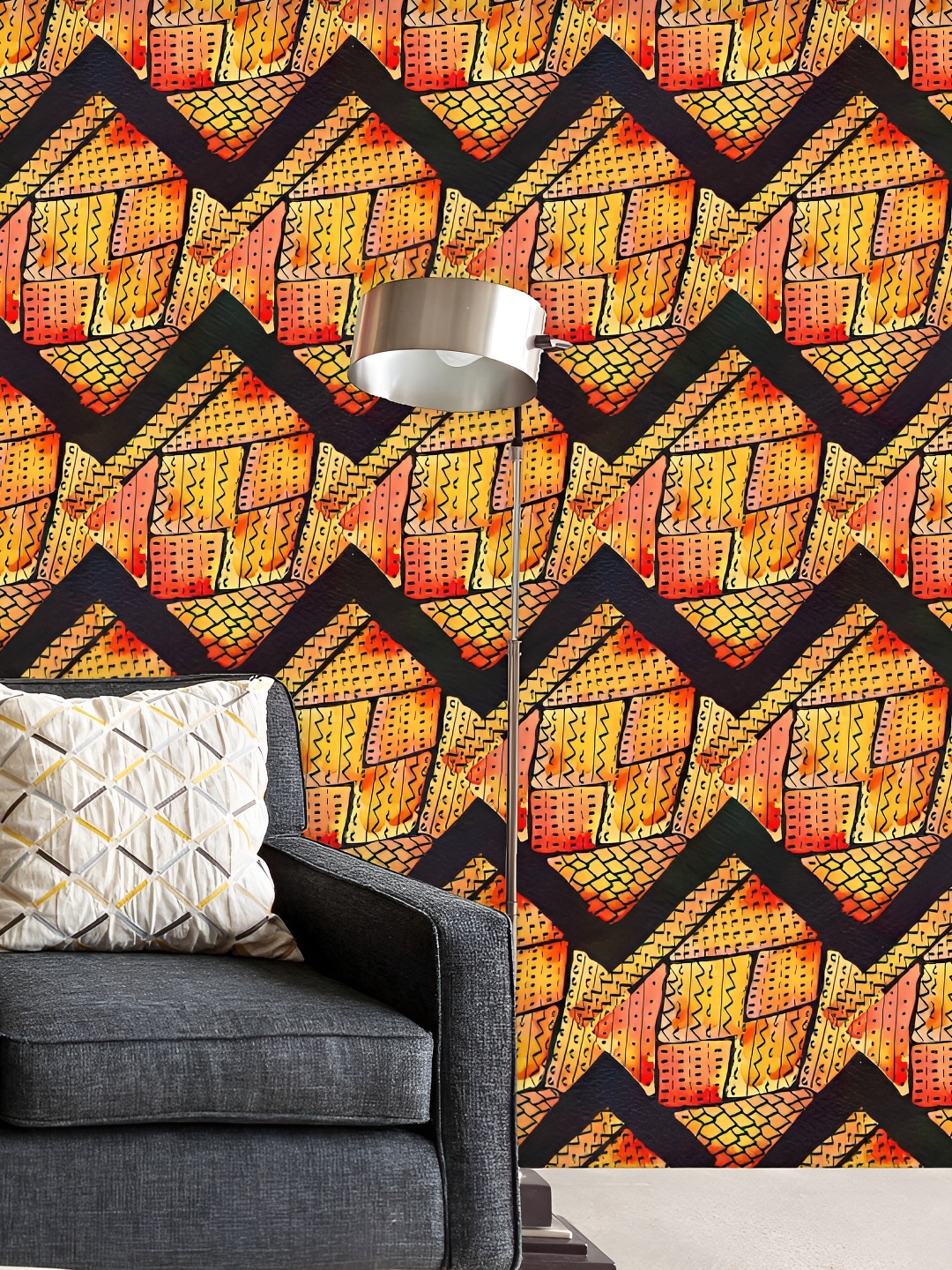

ArtzFolio Yellow & Black Geometric Printed Self Adhesive Waterproof Wallpaper