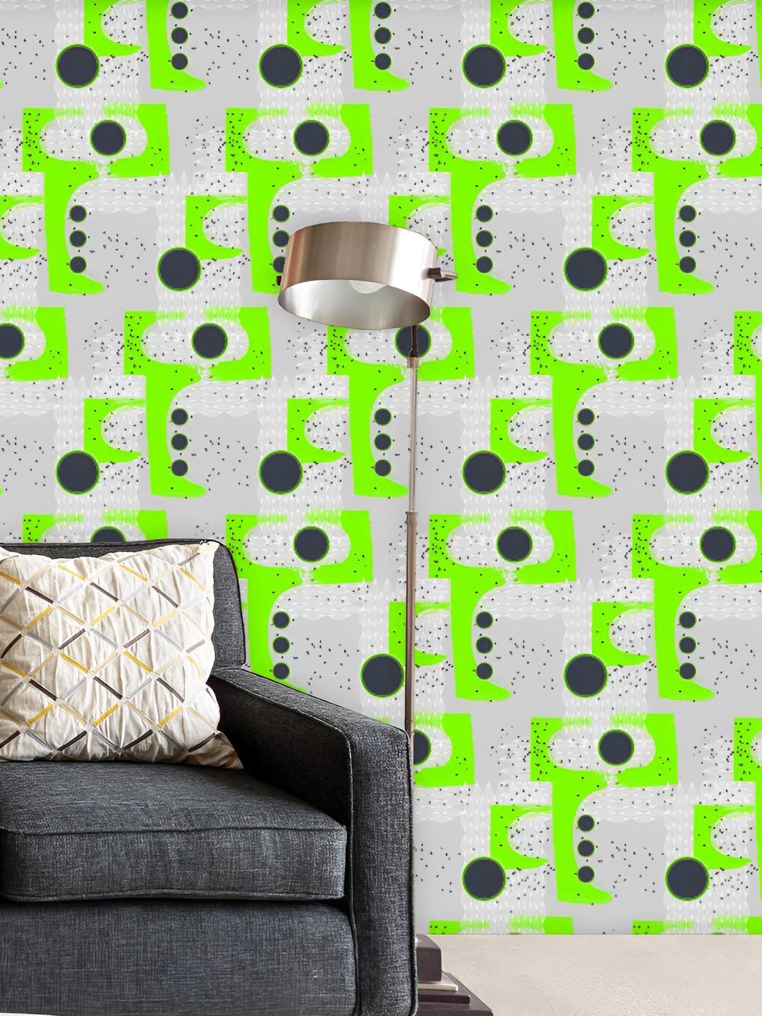 

ArtzFolio Grey & Fluorescent Green Printed Self-Adhesive Wallpaper