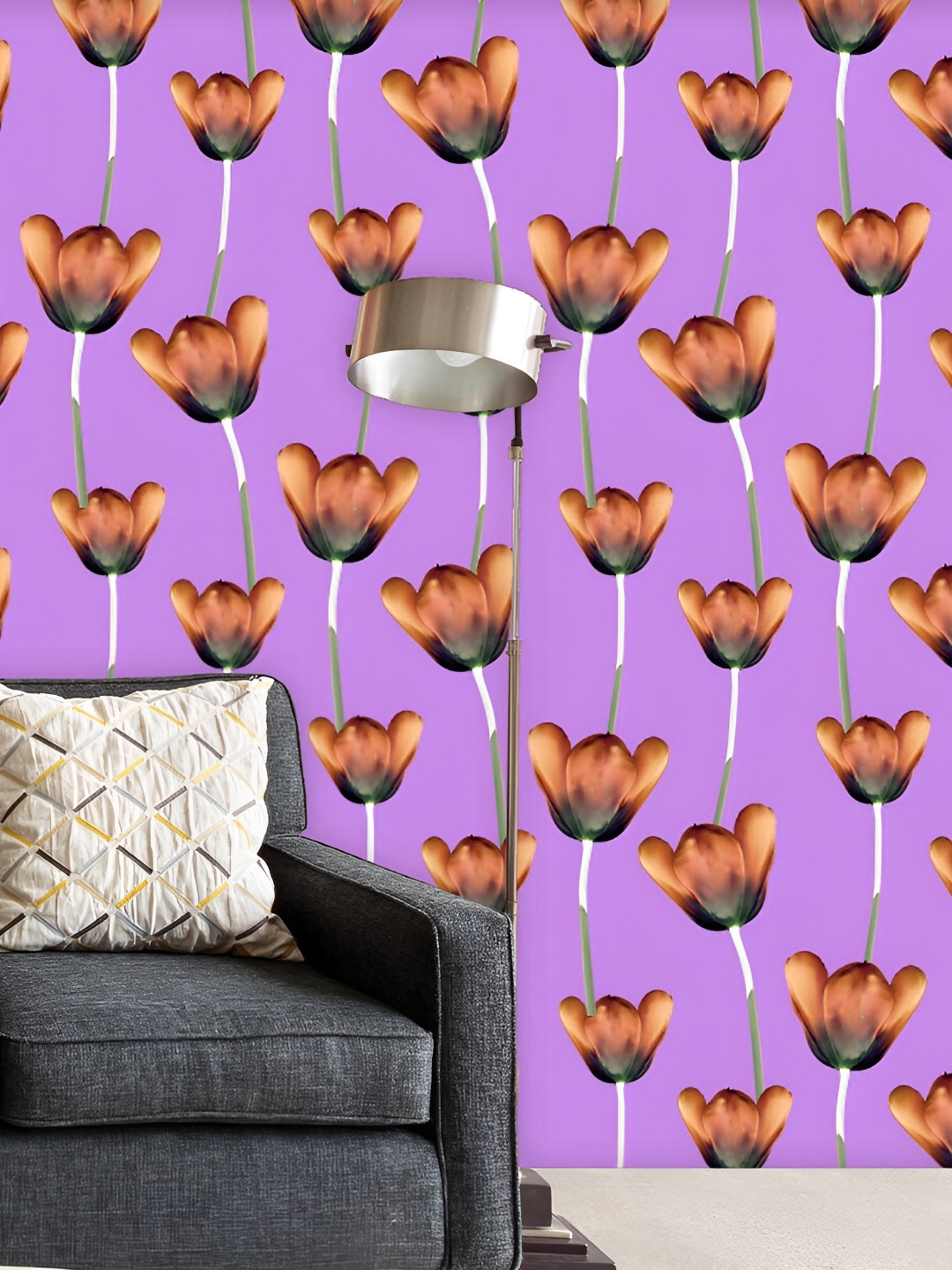 

ArtzFolio Purple & Brown Floral Printed Self-Adhesive Water-Resistant Wallpaper