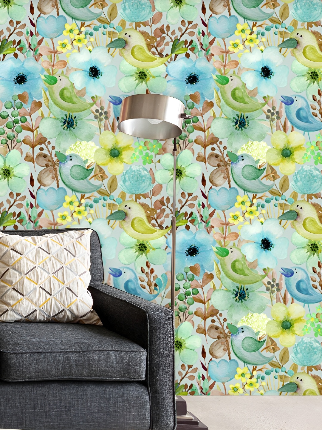 

ArtzFolio Green & Blue Printed Self Adhesive Wallpaper