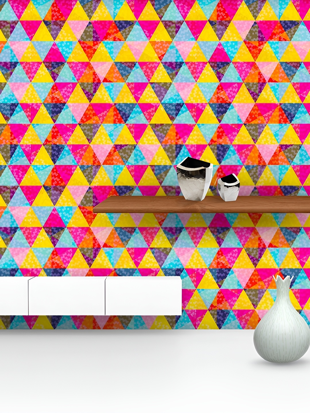 

ArtzFolio Yellow & Pink Geometric Printed Self Adhesive Water Resistant Wallpaper