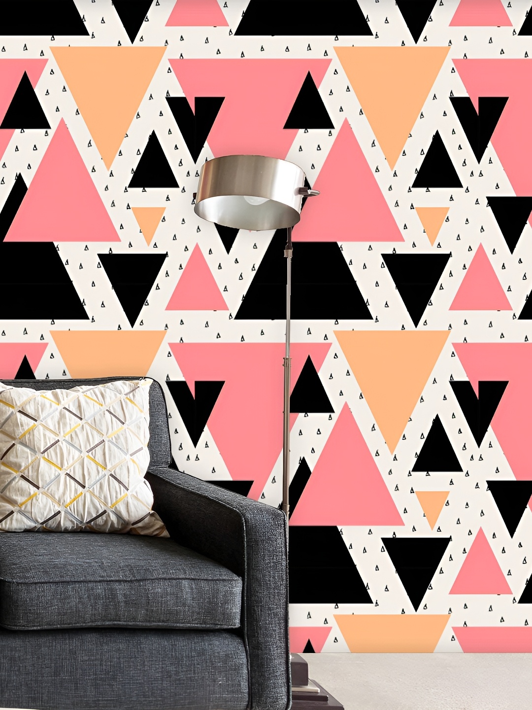 

ArtzFolio Triangles Geometric Printed Self-Adhesive Peel & Stick Wall Sticker, White