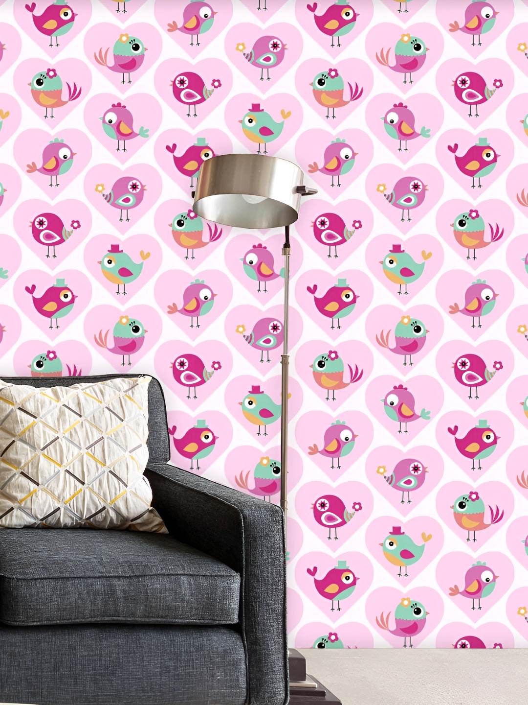 

ArtzFolio Pink & Teal- Blue Cartoon Characters Self-Adhesive Peel & Stick Wallpaper
