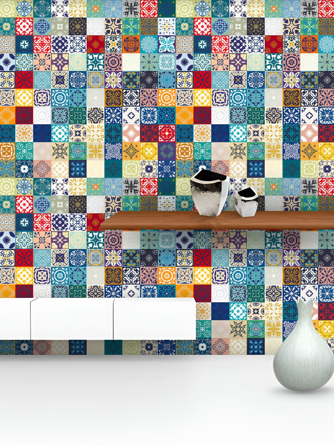 

ArtzFolio Blue & Yellow Geometric Printed Self Adhesive Water Resistant Wallpaper