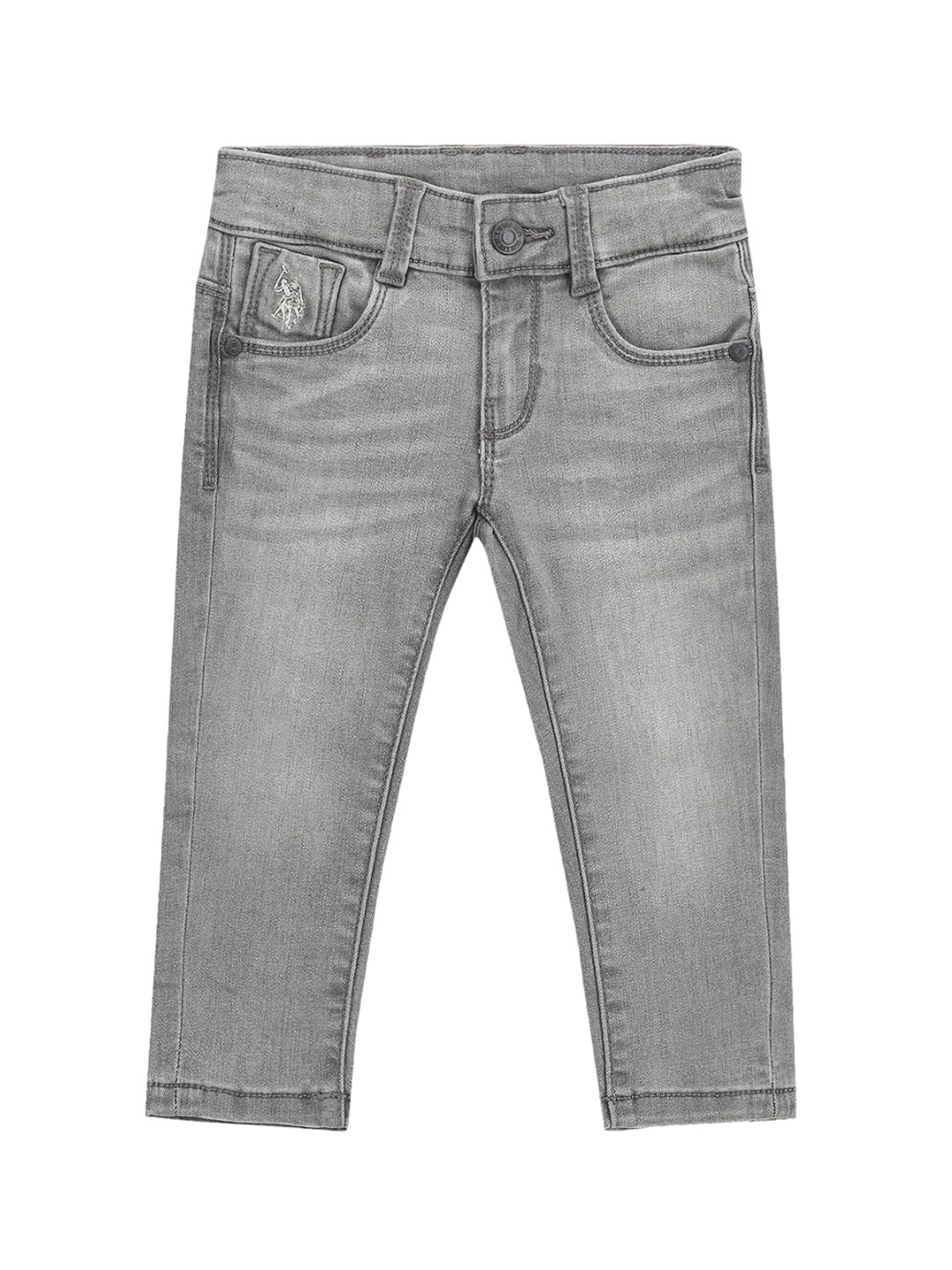 

U.S. Polo Assn. Kids Boys Classic Slim Fit Heavy Fade Stretchable Jeans, Grey