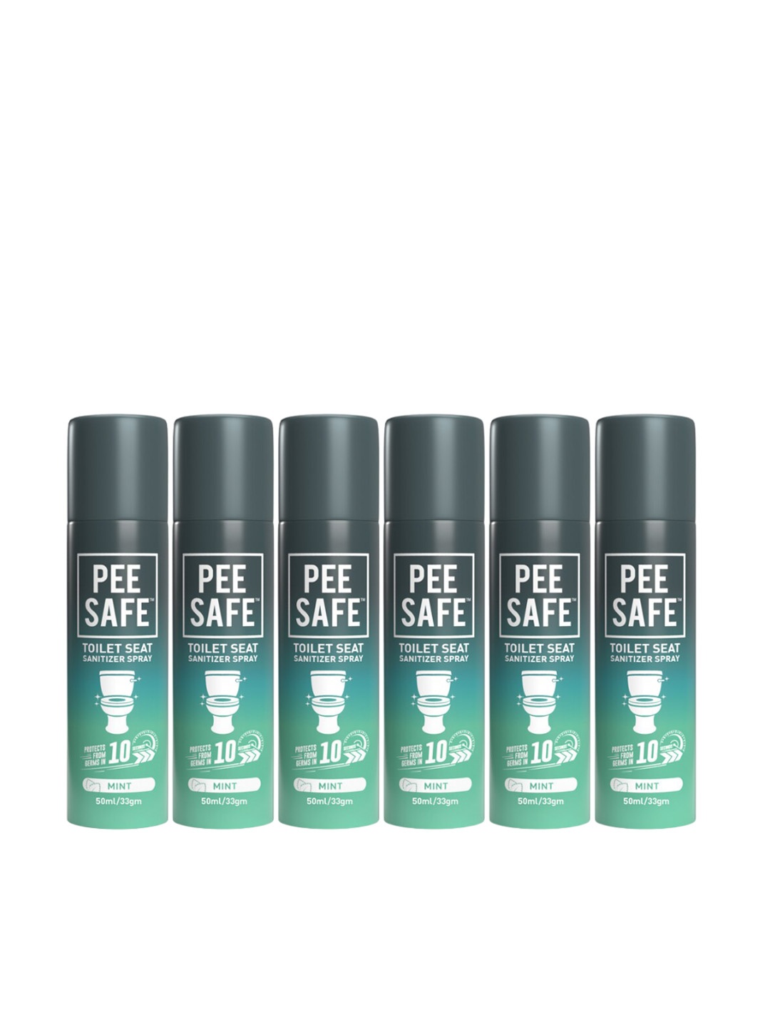 

PEESAFE 6-Pcs Toilet Seat Sanitizer Spray - 50ml Each, Green