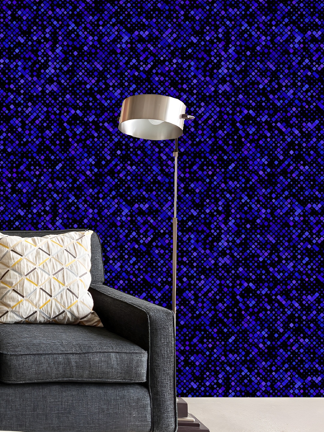 

ArtzFolio Blue & Black Checks Printed Easy-to-Peel & Stick Wallpaper