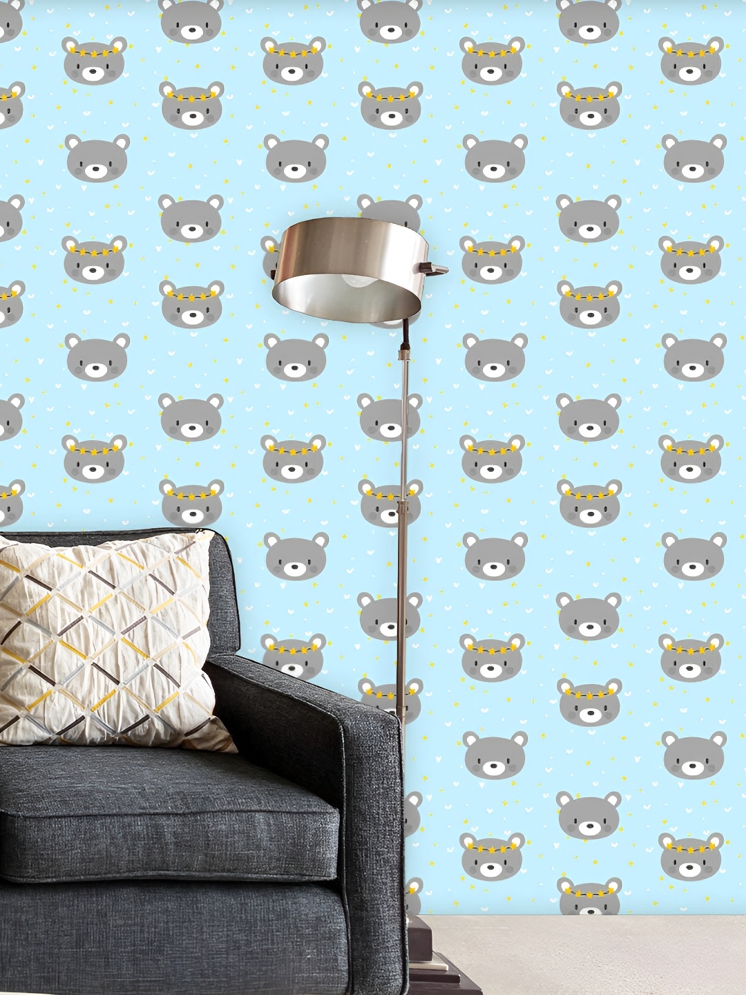 

ArtzFolio Blue and Grey Printed Peel & Stick Non-PVC Vinyl Self-Adhesive Wallpaper Sticker