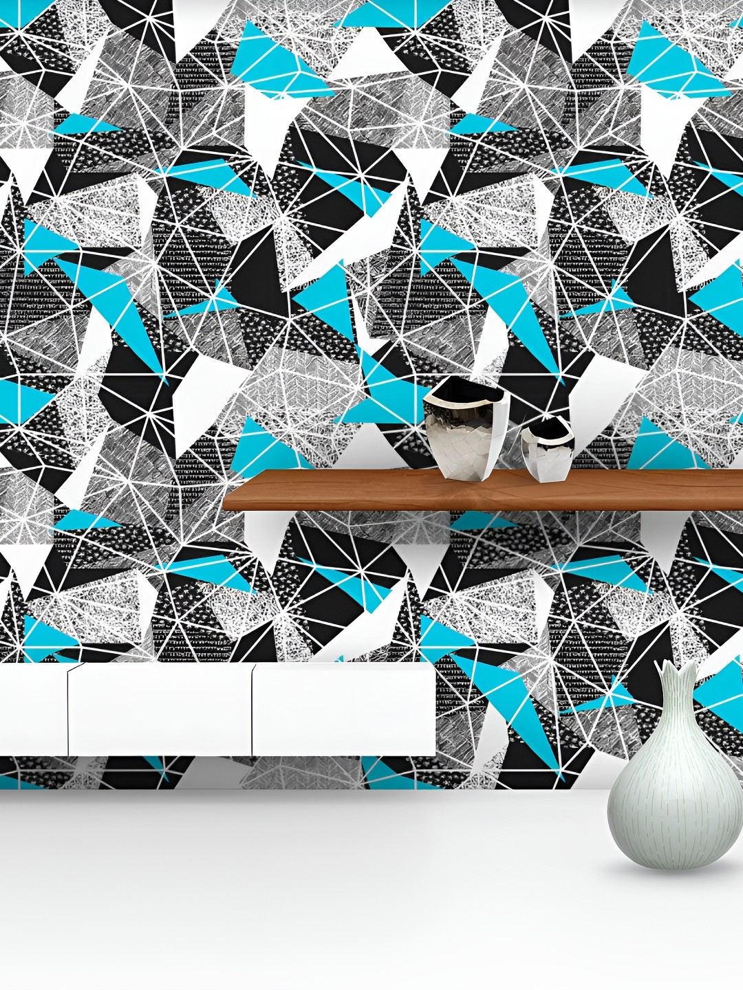 

ArtzFolio Blue & Grey Geometric Printed Self Adhesive Waterproof Wallpaper Sticker