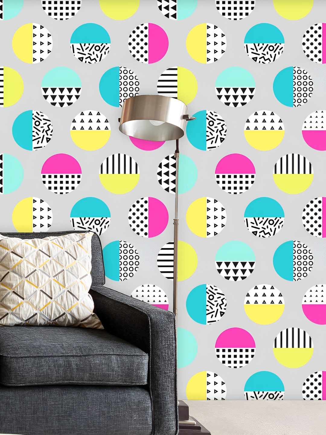 

ArtzFolio Grey & Yellow Printed Self-Adhesive Water-Resistant Wallpaper Sticker