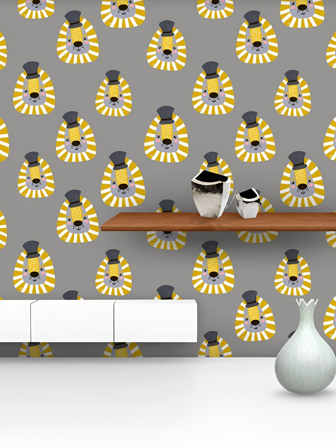 

ArtzFolio Grey & Mustard Peel & Stick Self-Adhesive Wallpaper