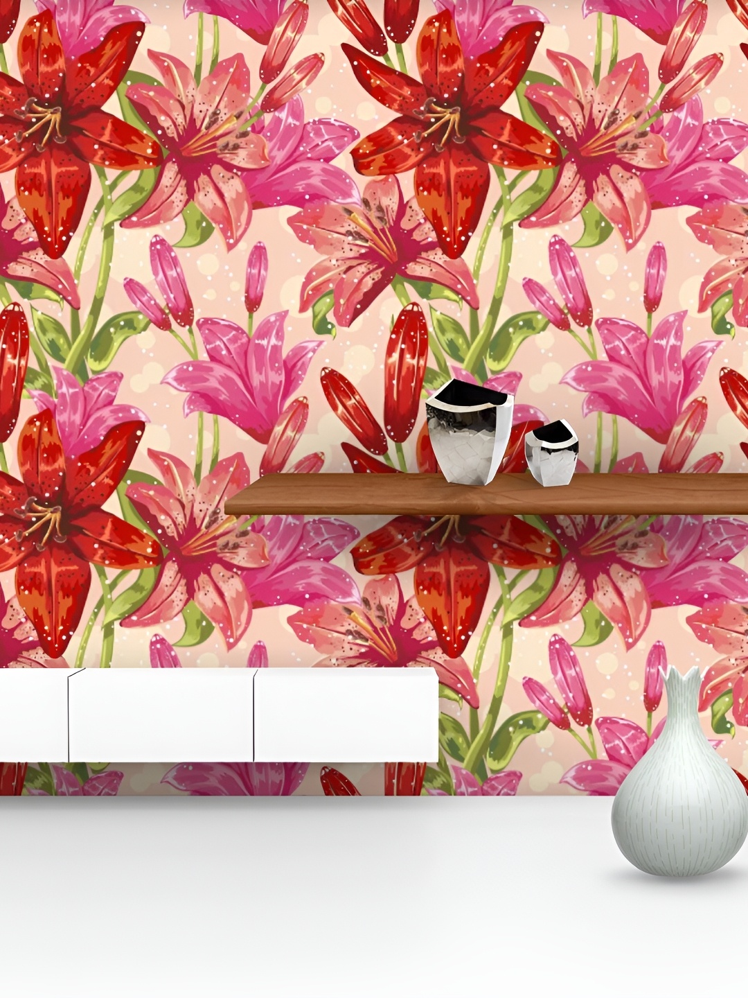 

ArtzFolio Cream & Pink Floral Printed Self-Adhesive Wallpaper