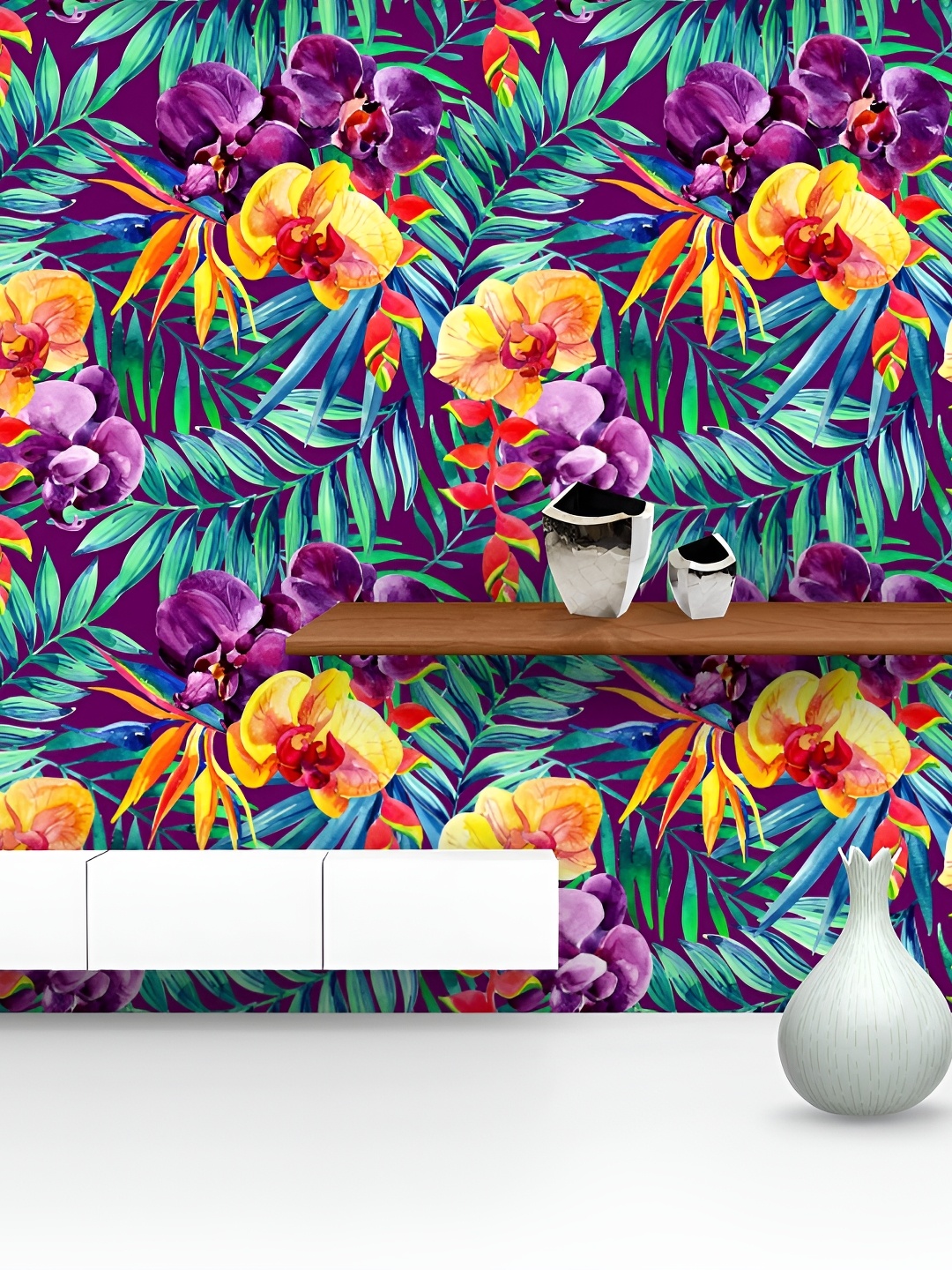 

ArtzFolio Purple & Green Printed Self-Adhesive Water-Resistant Wallpaper Sticker