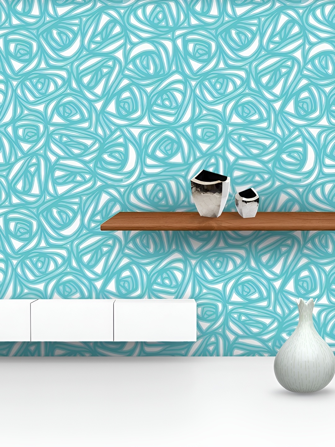 

ArtzFolio Blue & White Printed Self-Adhesive Peel & Stick Wallpaper