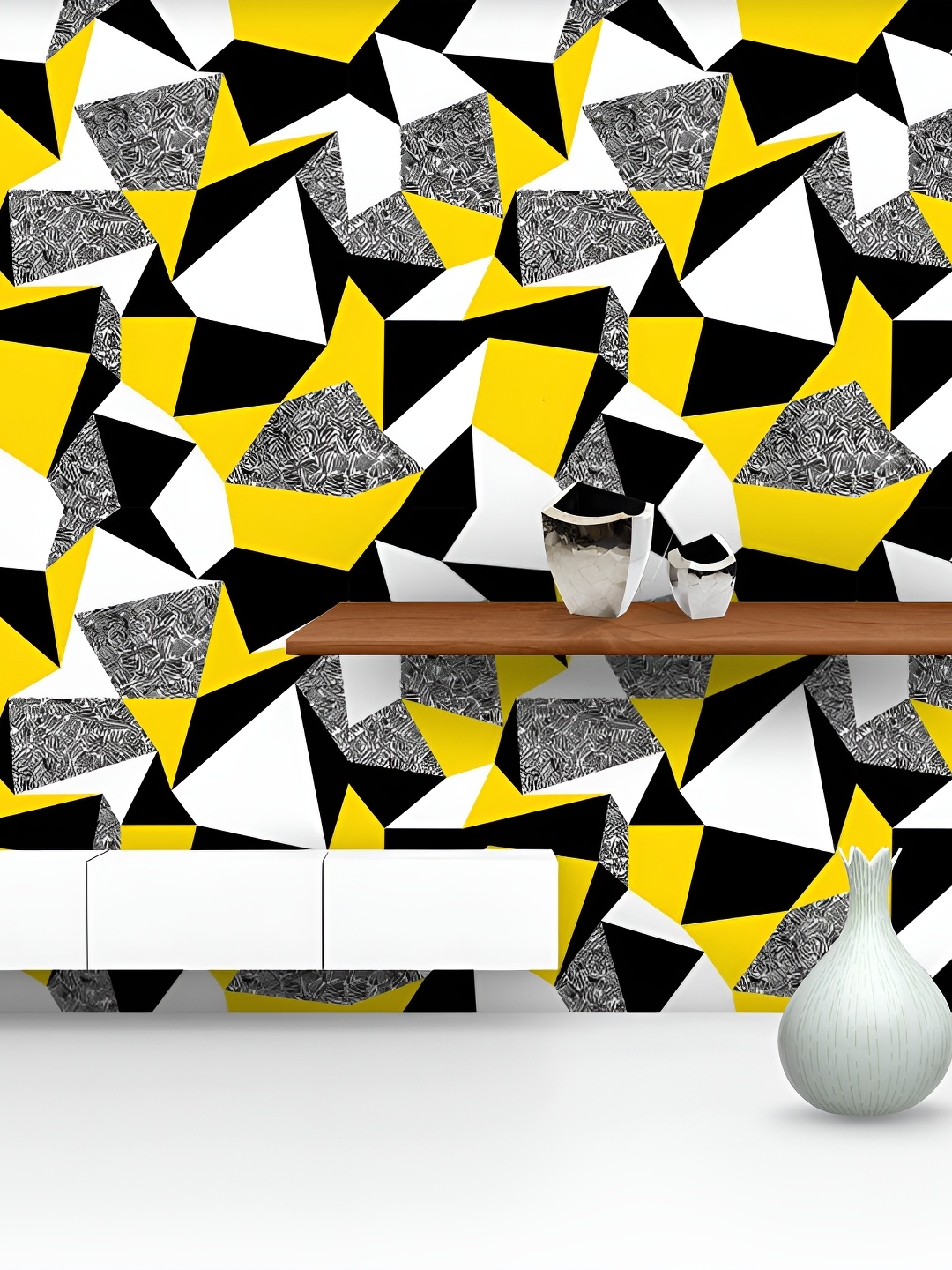 

ArtzFolio White & Yellow Self-Adhesive Peel & Stick Wallpaper