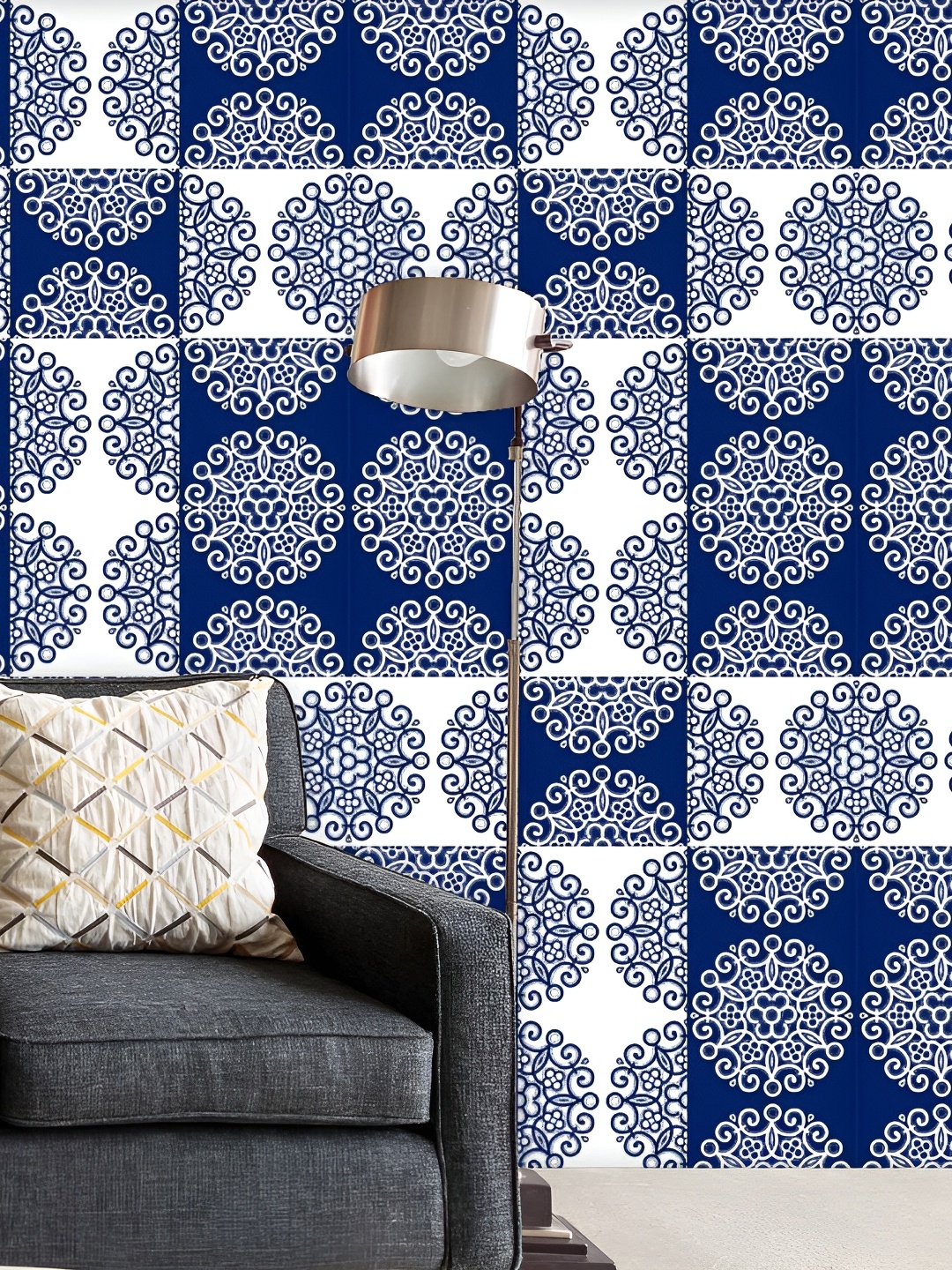 

ArtzFolio Blue & White Ethnic Motifs Print Peel & Stick Self-Adhesive Wall Sticker