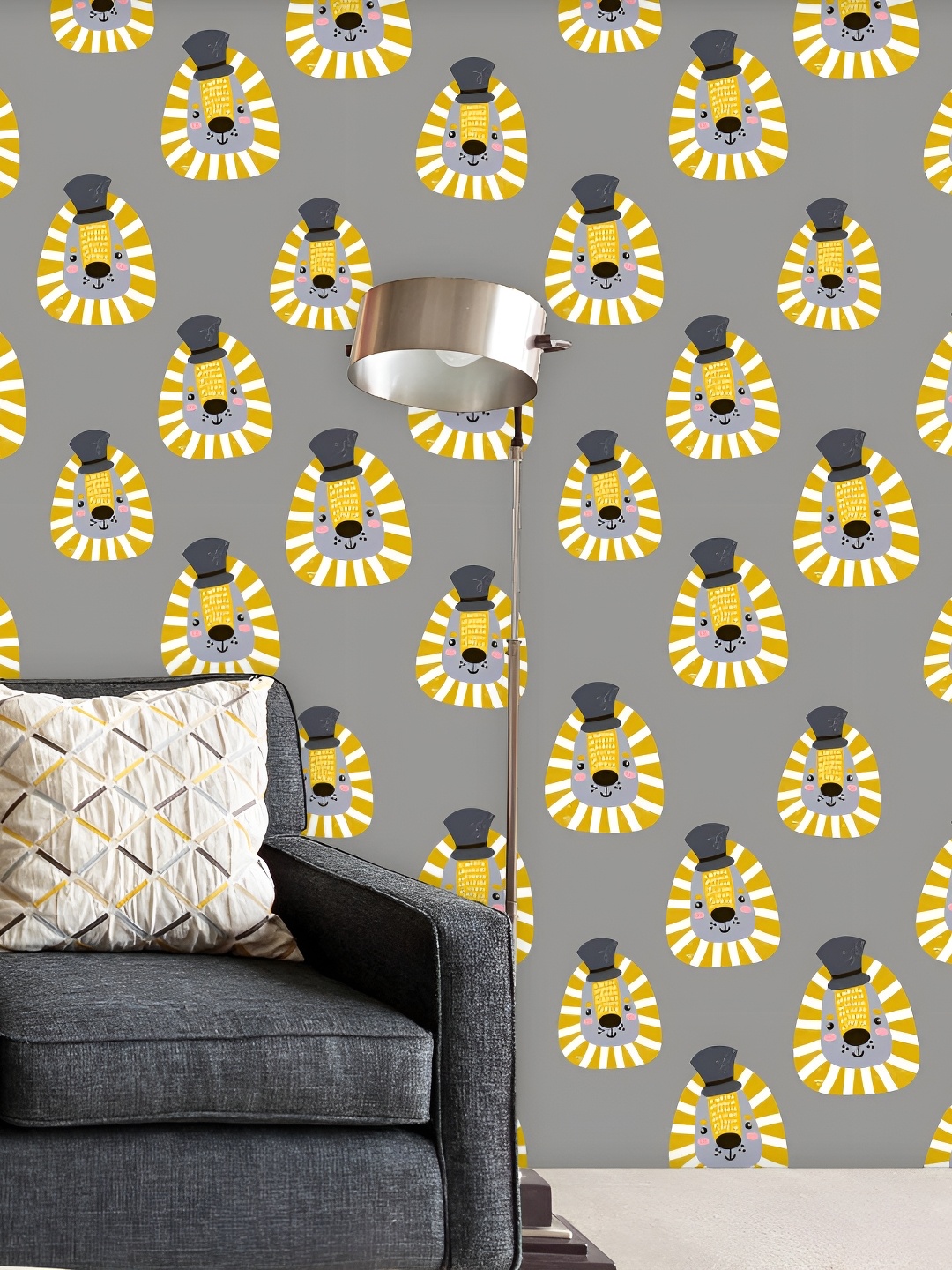 

ArtzFolio Grey & Yellow Printed Self Adhesive Wallpaper