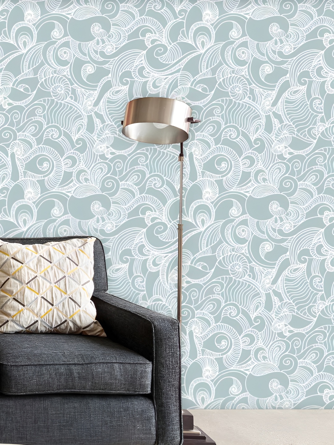 

ArtzFolio Blue & White Abstract Printed Water Resistant Peel & Stick Wallpaper