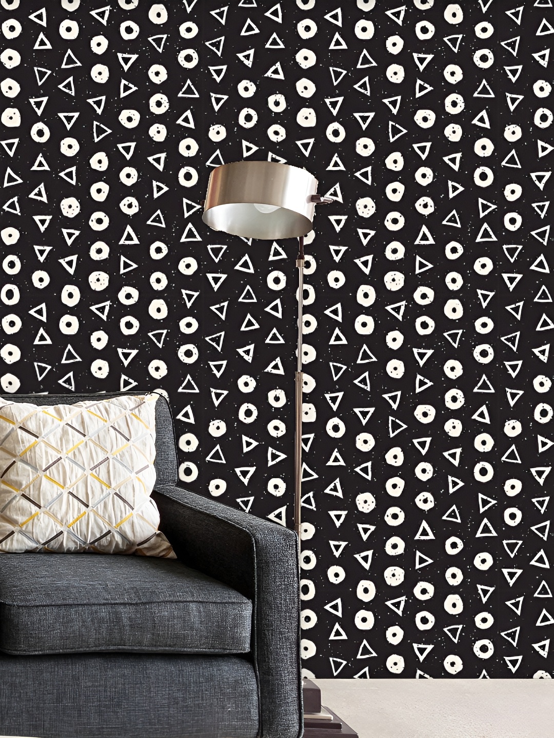 

ArtzFolio Black & White Geometric Printed Water Resistant Peel & Stick Wallpaper