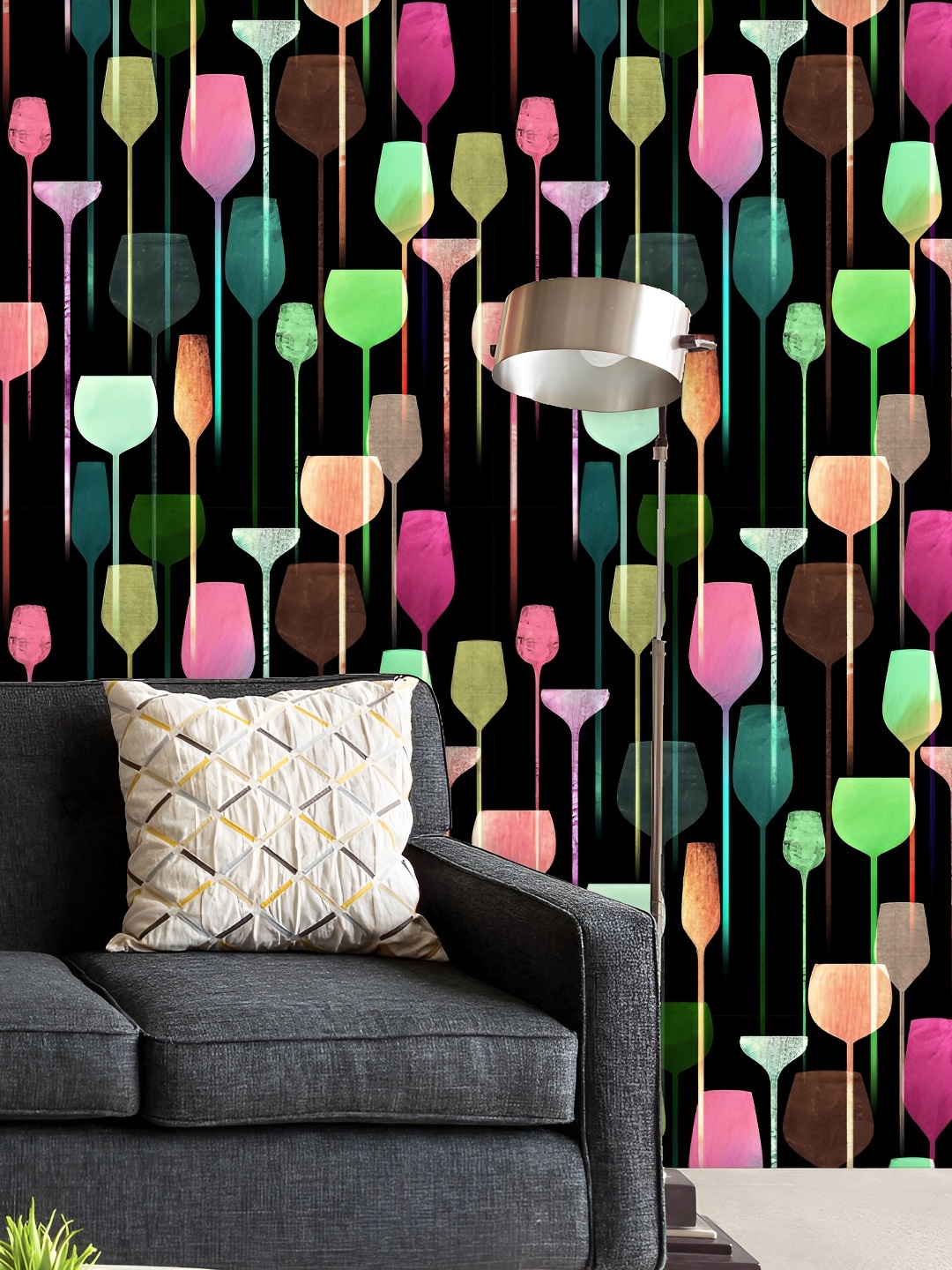 

ArtzFolio Black Green Printed Self-Adhesive Water-Resistant Peel & Stick Wallpaper