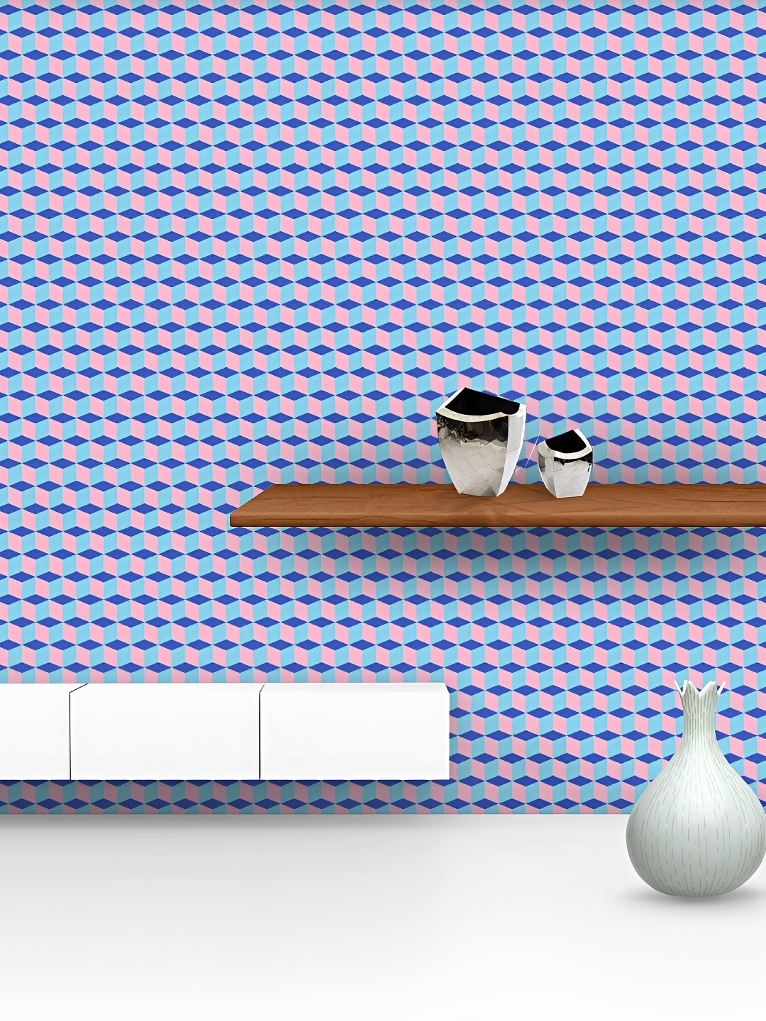 

ArtzFolio Blue & Peach Self-Adhesive Water-Resistant Peel & Stick Wallpaper