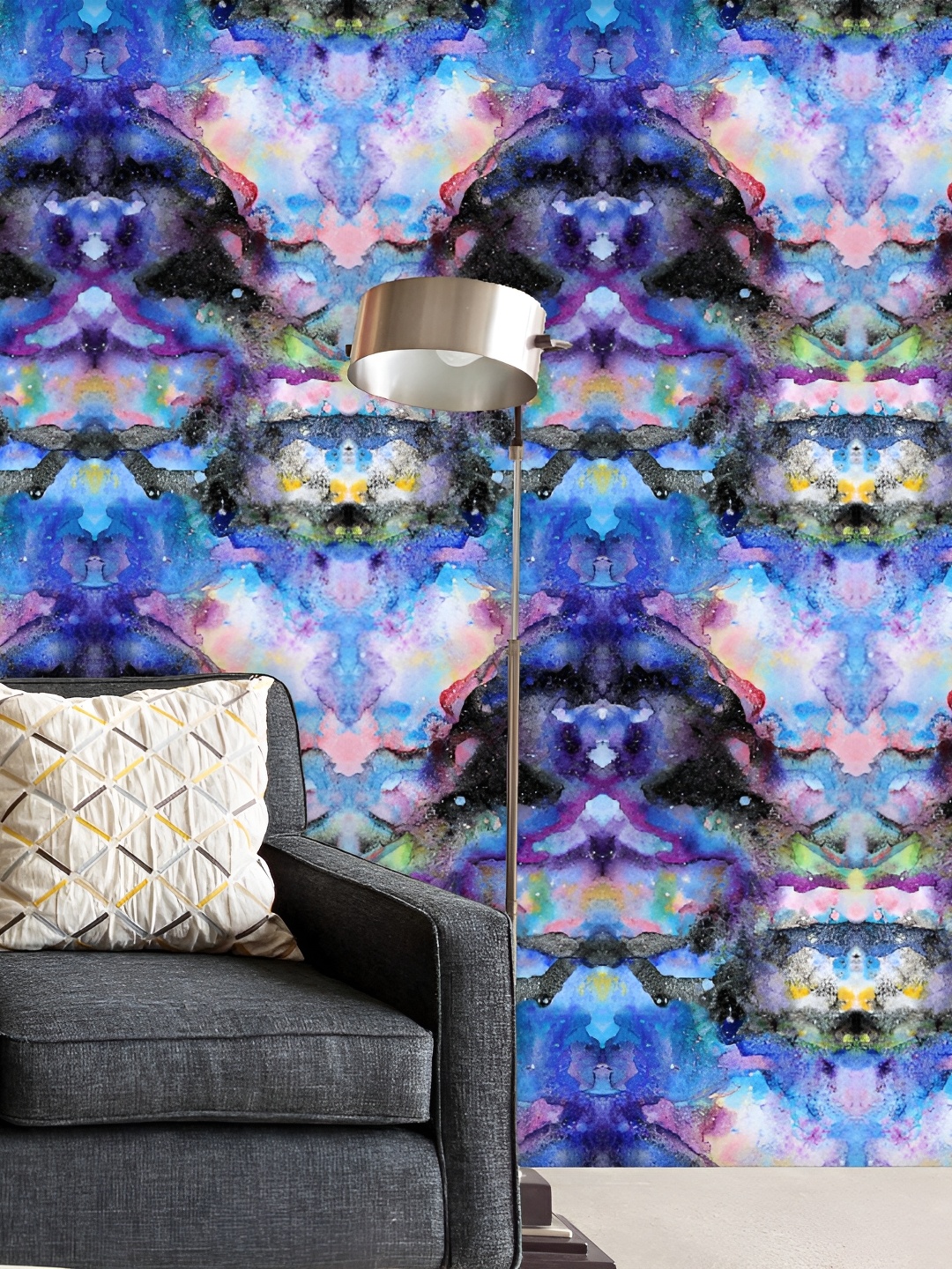 

ArtzFolio Blue & Black Printed Self-Adhesive Peel & Stick Laminated Wallpaper