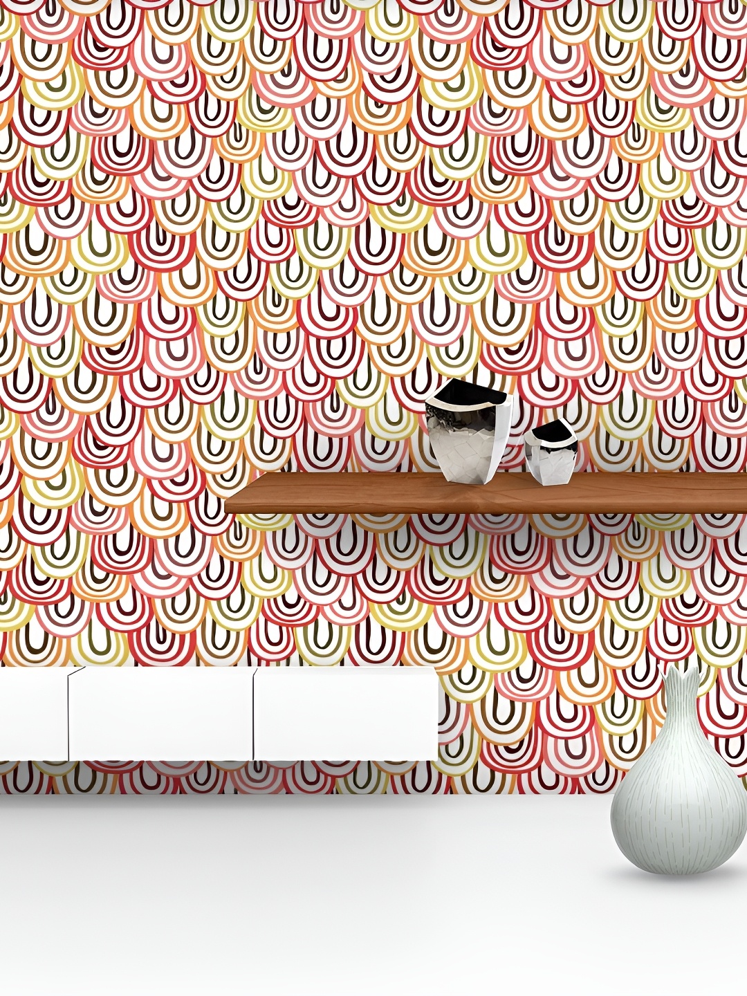 

ArtzFolio white & Red Self-Adhesive Peel & Stick Wallpaper