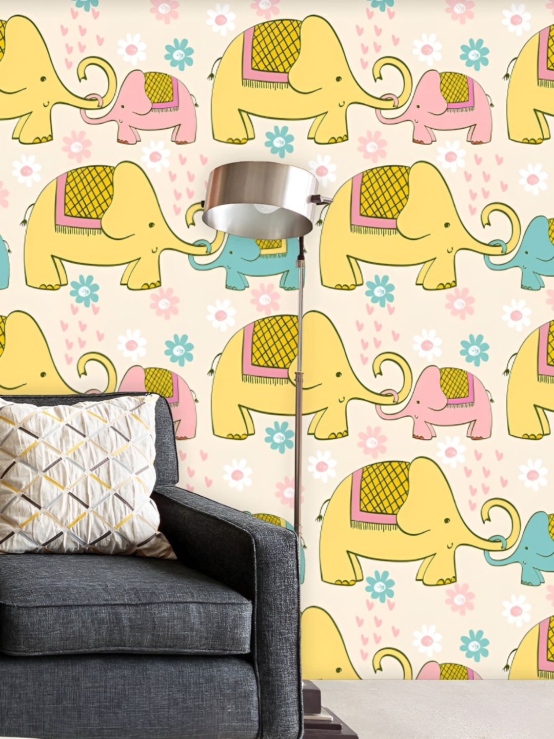 

ArtzFolio Yellow & Pink Elephant Printed Self-Adhesive Peel & Stick Wall Stickers