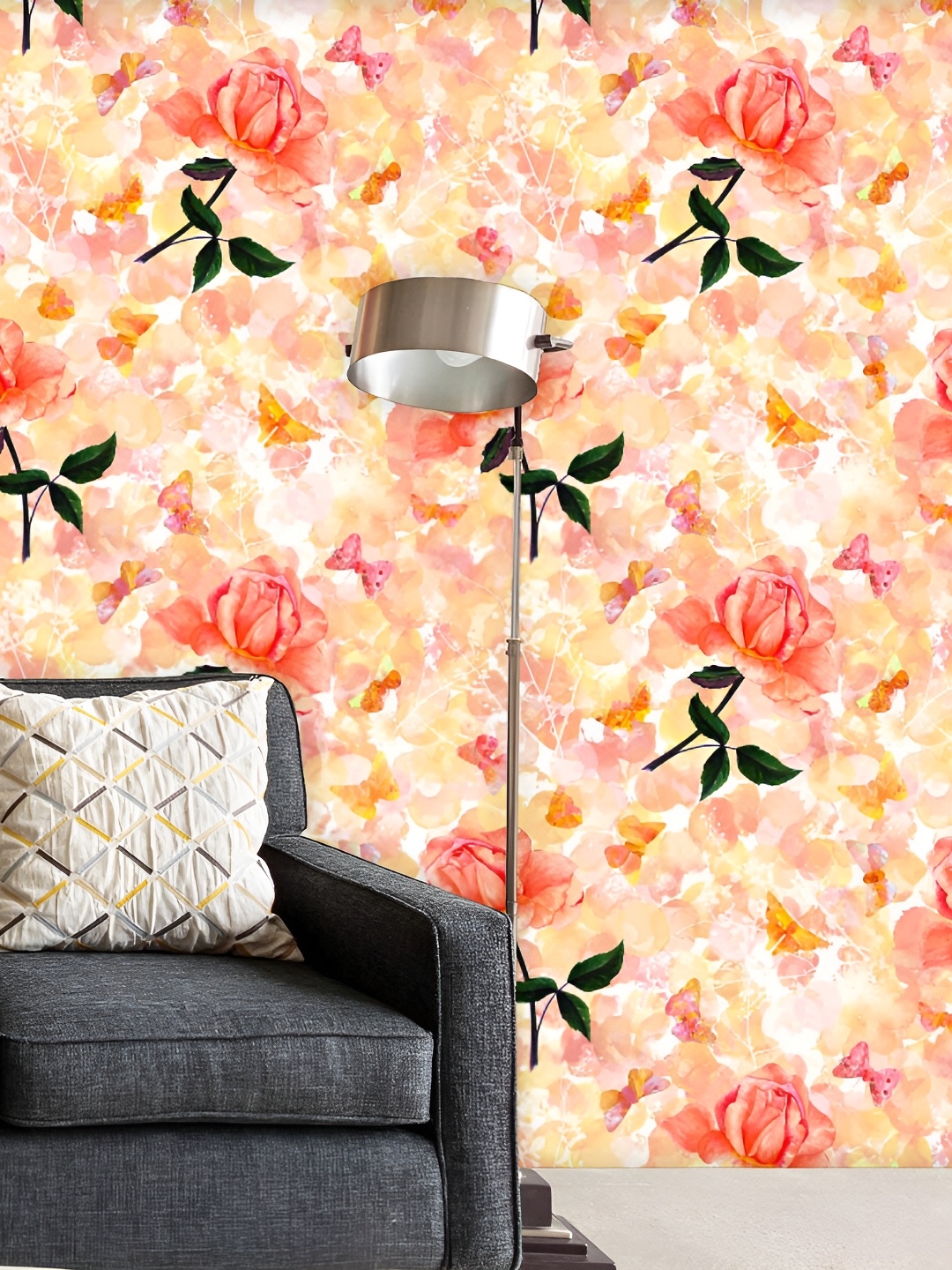 

ArtzFolio Peach & Yellow Floral and Botanical Printed Self Adhesive Waterproof Wallpaper