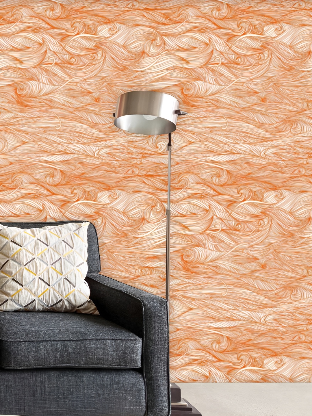 

ArtzFolio Orange & White Abstract Printed Peel & Stick Self-Adhesive Wallpaper