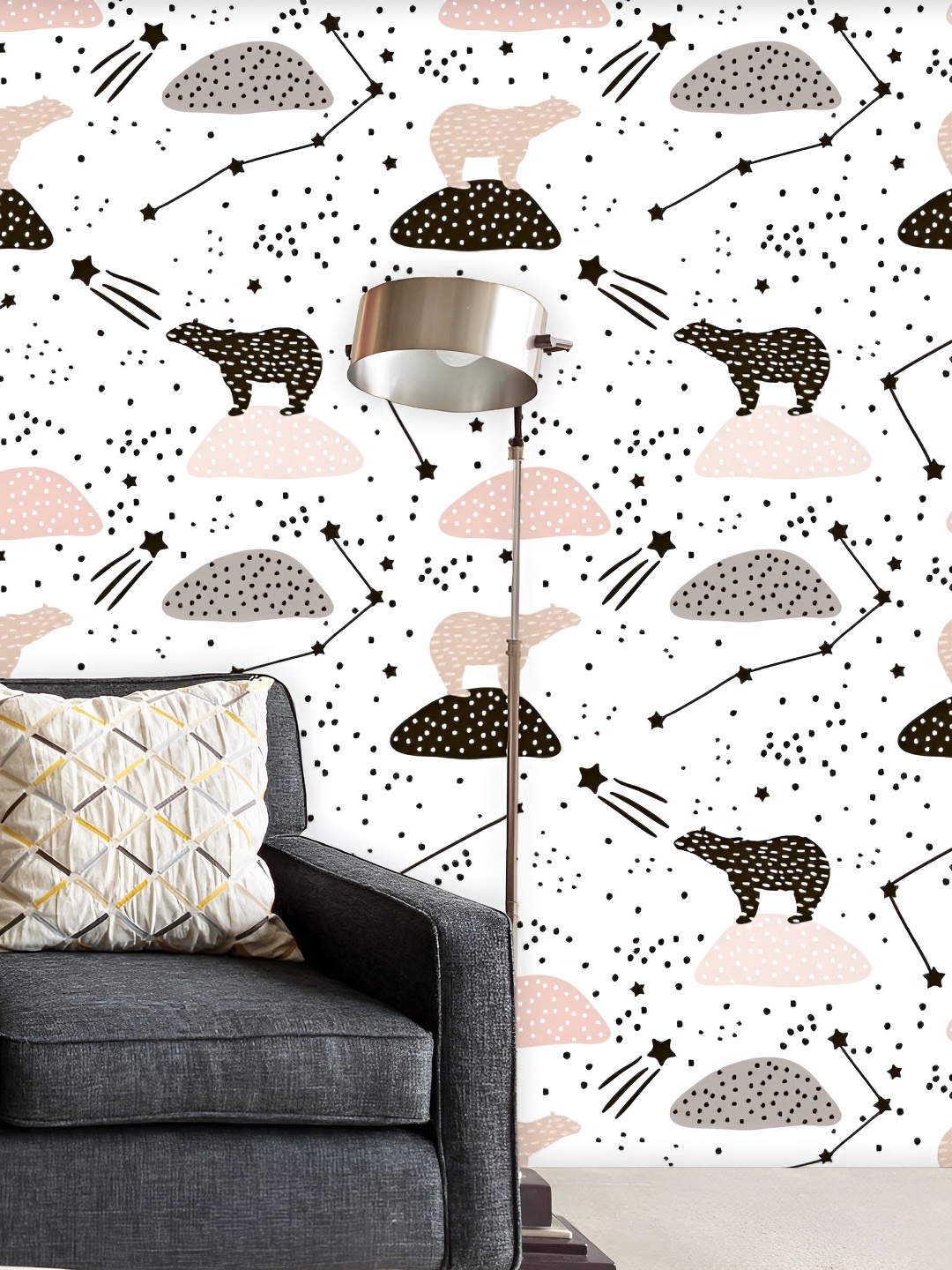 

ArtzFolio White & Black Printed Peel & Stick Non-PVC Vinyl Self-Adhesive Wallpaper