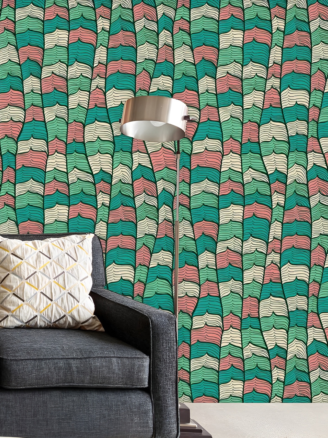 

ArtzFolio Green & Orange Printed Self Adhesive Wallpaper