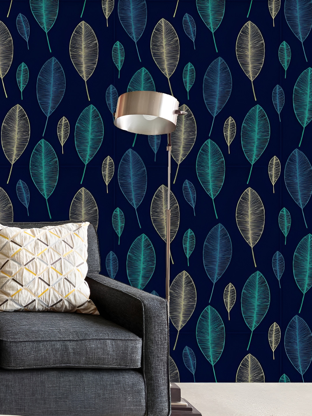 

ArtzFolio Navy Blue & Green Printed Self Adhesive Wallpaper